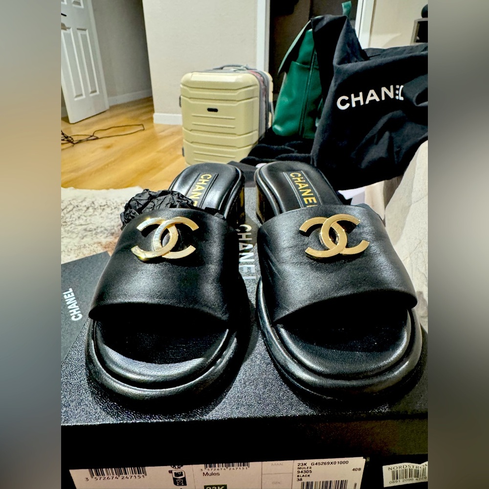 chanel cc mules